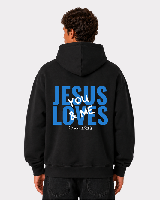JESUS LOVES You & Me Backprint Oversized Hoodie