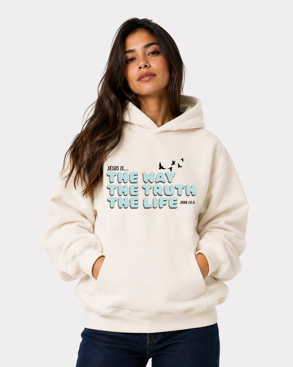 JESUS IS THE WAY, THE TRUTH, THE LIFE FRONTPRINT Oversized Hoodie