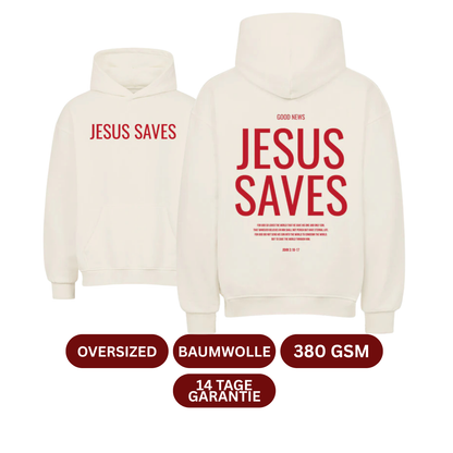 JESUS SAVES Front-/Backprint Oversized Hoodie